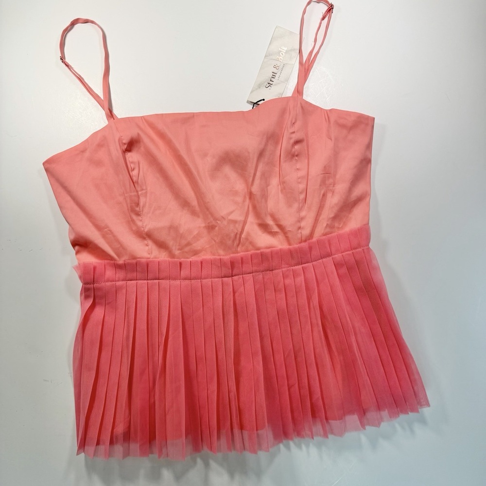 Strut & Bolt Women's NEW Pink Peach Top With Pleated Tulle Skirt S Fairy